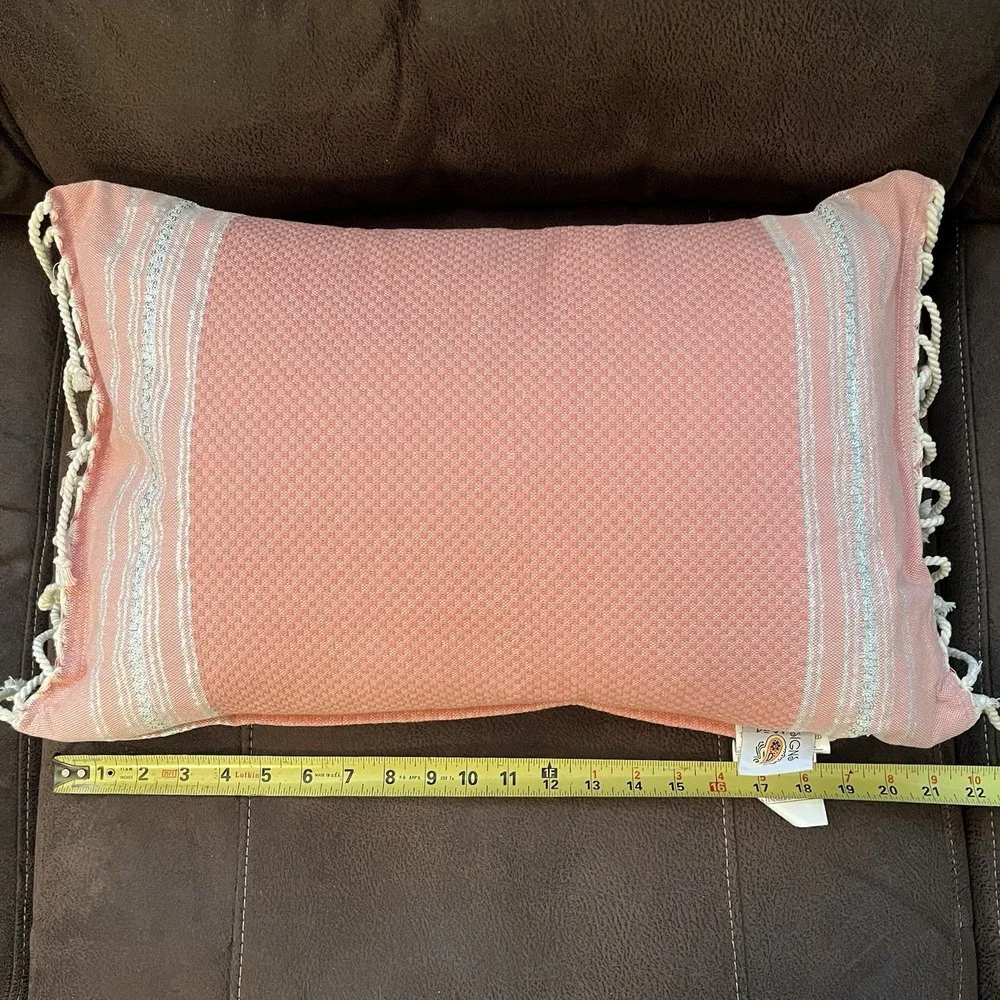Devi Designs‎ Throw Pillow Feather Filled Cotton Cover Nautical Coral Beachy
